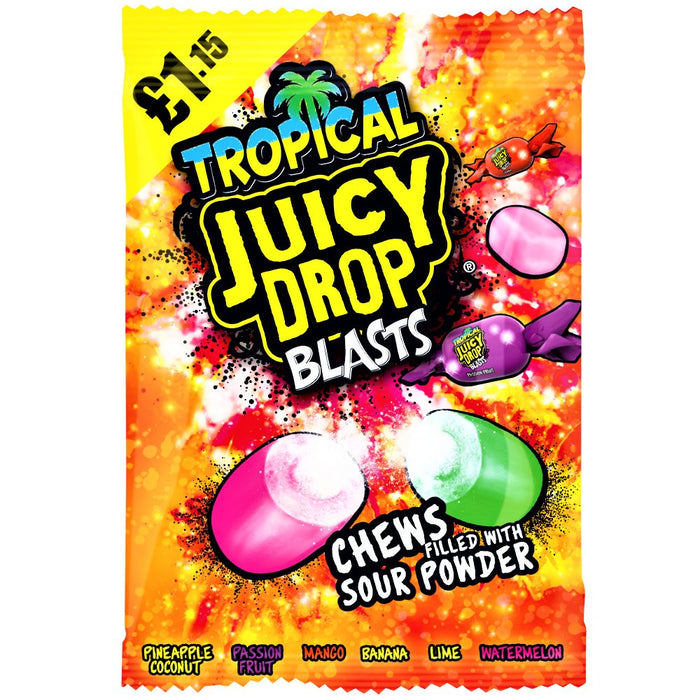 Bazooka Juicy Drop Blasts Tropical Bag 120g - Happy Candy UK LTD