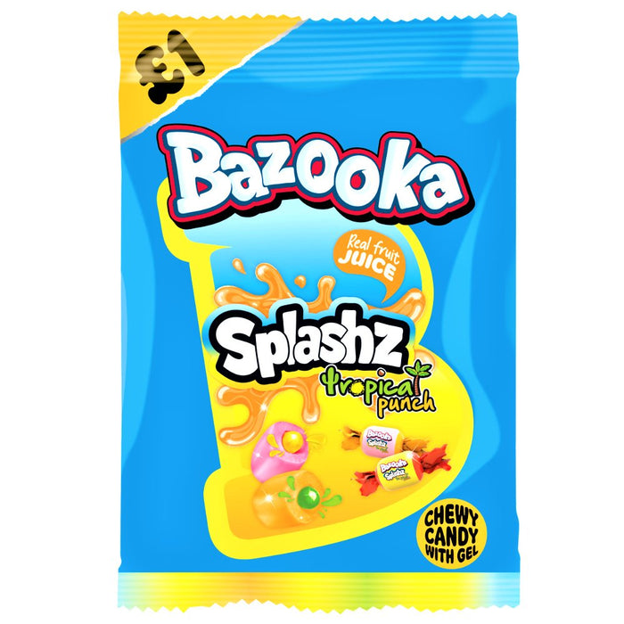 Bazooka Splashz Tropical Fruit Bag 120g - Happy Candy UK LTD