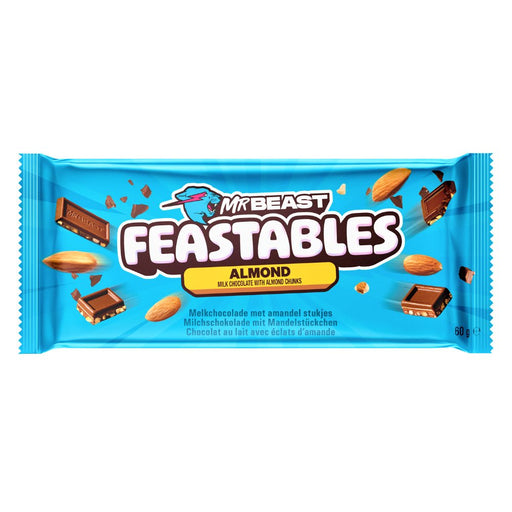 Feastables Mr Beast Almond Milk Chocolate with Almond Chunks Bar 60g - Happy Candy UK LTD