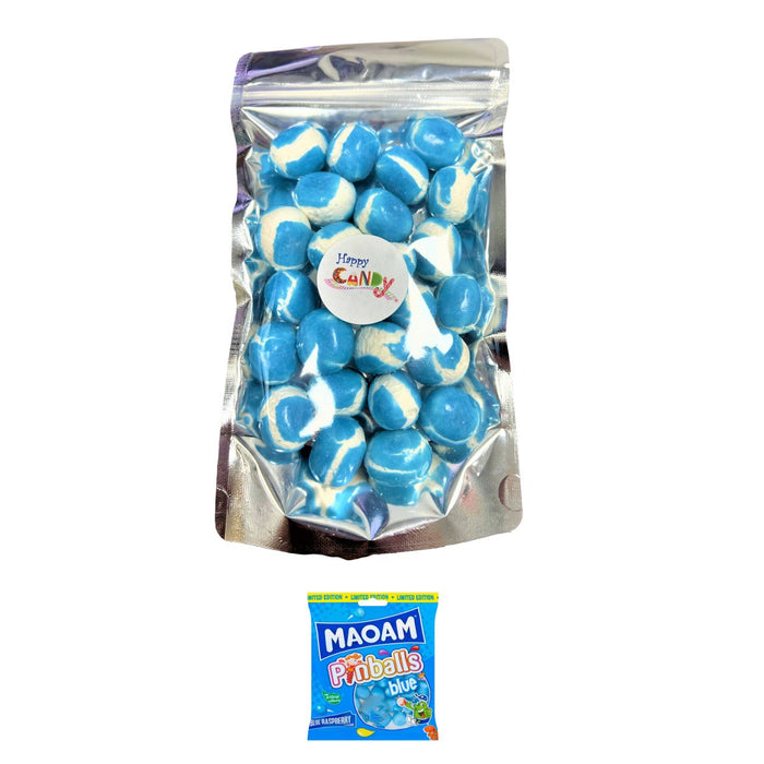 Freeze Dried Maoam Pinballs BLUE RASPBERRY Limited Edition 25 Piece Pouch - Happy Candy UK LTD