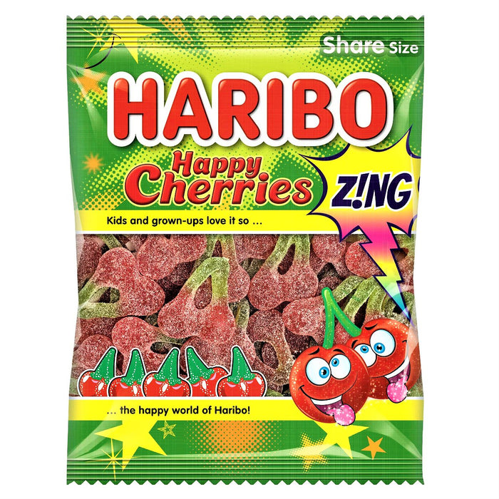 Haribo Happy Cherries Zing Share Bag 160g - Happy Candy UK LTD