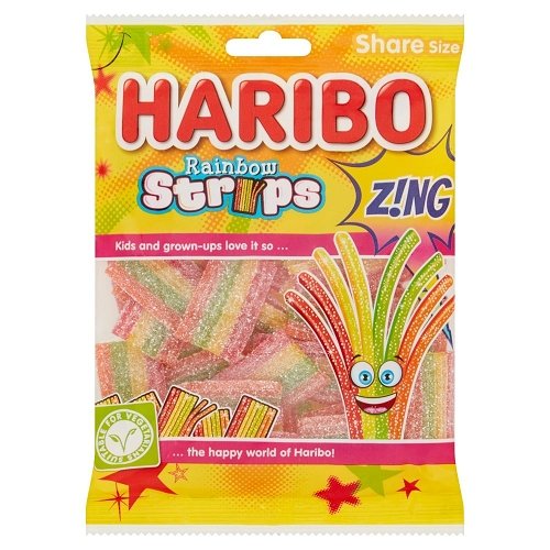 Haribo Rainbow Strips Zing Share Bag 130g - Happy Candy UK LTD