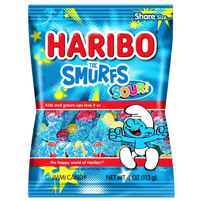 Haribo Sour Smurfs Share Bag (USA) 113g - Happy Candy UK LTD