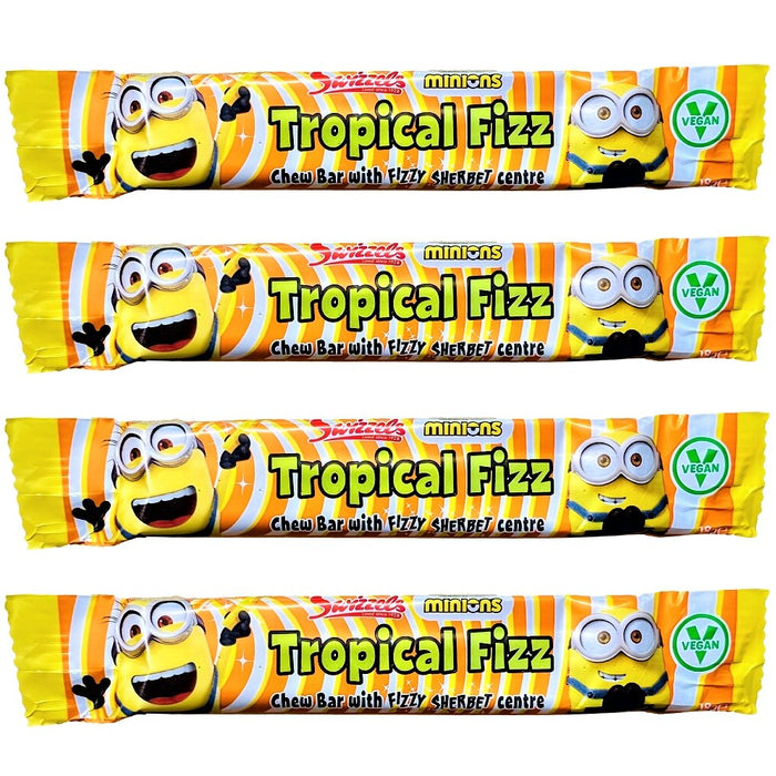 Swizzels Minions Tropical Fizz Chew Bars 4 Pack - Happy Candy UK LTD